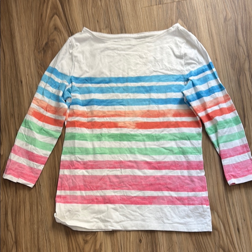 Talbots Multicolor Striped Long Sleeve Tee